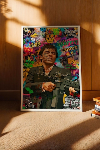 Tony Montana Çerçeveli Tablo Graffiti Ofis İçin Hediye Street Art