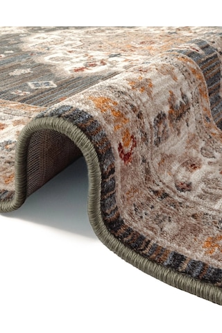 Hoom Rugs Otantik 2607 Yeşil Vintage Desenli Salon Halısı Çok Renkli