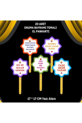 Okuma Bayramı / Şenliği Temalı 20 Li El Pankartları