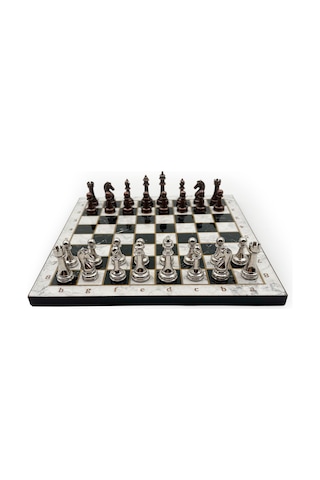Ahşap - 277 - Satranç Takımı Metal Taşlı Merduz36s - 25cm, Bakır-gümüş - Muratech - - Merduz25b