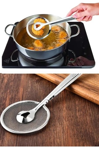 Süzgeçli Kevgirli Haşlama Kızartma Maşası Çok Renkli