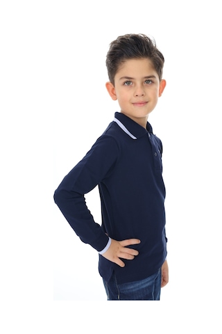 Toontoy Kids Toontoy Erkek Çocuk Pamuklu Polo Yaka Nakışlı Basic Tişört 22944 Lacivert