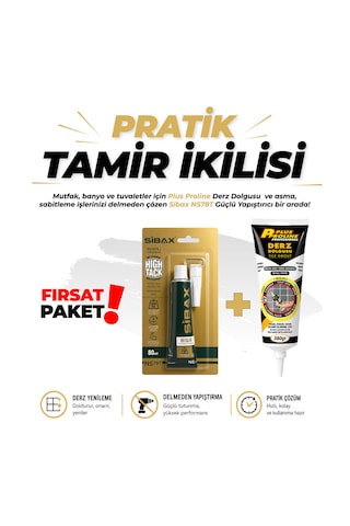 Pratik Tamir İkilisi - Sibax Güçlü Montaj Yapıştırıcı & Plus Proline Hazır Derz Dolgusu 380 Gr