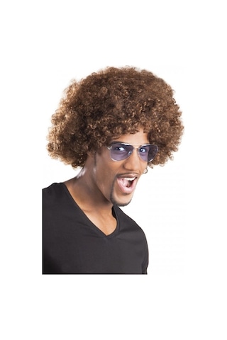 Mey İthalat Kahve Renk Kıvırcık Afro Bonus Peruk