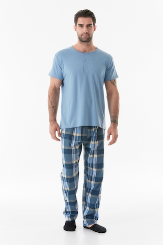 Fullamoda Ekose Desenli Düğmeli Pijama Takımı 24mıcg631212247-buz Mavi 24MICG631212247-Buz Mavi