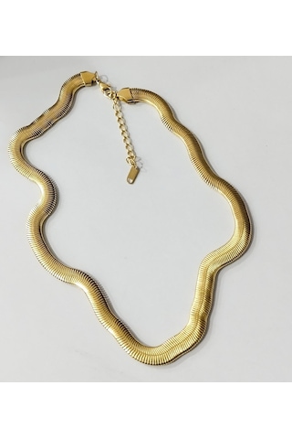 Çelik Kadın Yassı Zincir Kolye Çelik