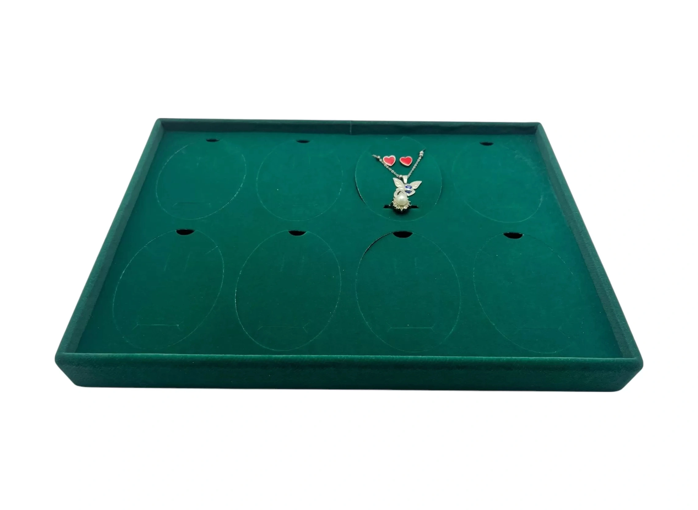 Süet Kumaş Yeşil 34-24 Cm Ayaklı 8 Pedli Kolye Tabla Stand