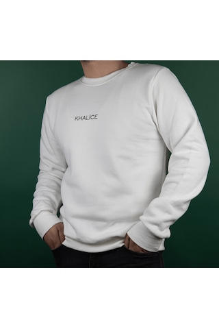Khalice Sweatshirt Kalın Üç İplikli Beyaz