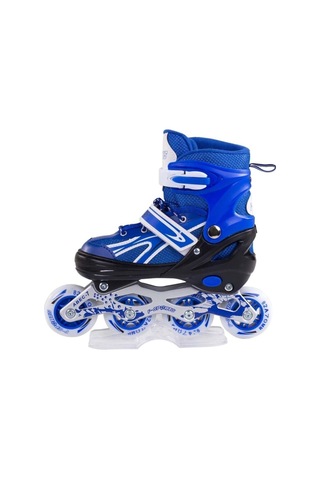 Paten Ayarlanabilir 2+2 Ve 2+1+1 Işıklı Metal Gövde Alıştırma Pateni Çantalı Mavi