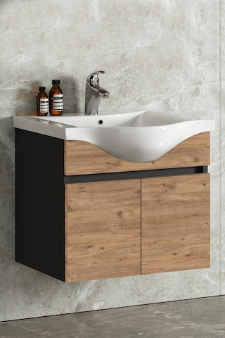 Yıldız 65 Cm Antrasit Gri-atlantik Çam Mdf Asma Banyo Alt Dolap Antrasit - Atlantik Çam