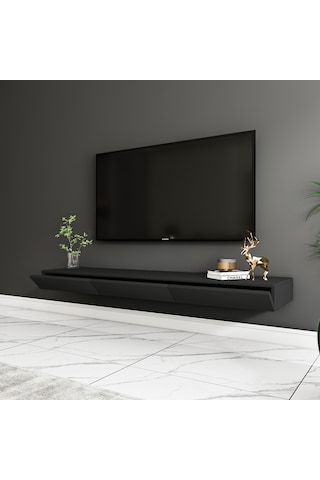 Avalon 3 Kapaklı Duvara Monte Tv Sehpası 140 Cm, Modern Minimal Tasarım, Tv Ünitesi - Antrasit Antrasit