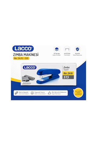 Lacco 515 Zımba Makinesi 24/6 Metal Mekanizmalı Dayanıklı Ofis Okul Ev Tipi Zımba