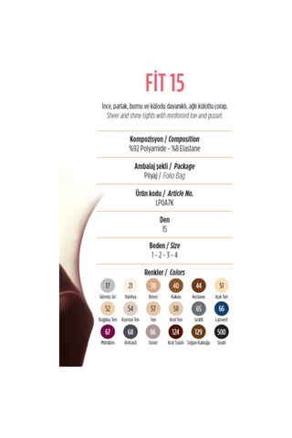 Penti Fit 15 Külotlu Çorap AÇIK TEN