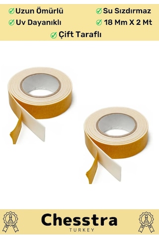 Uzun Ömürlü Süngerli Ultra Yapışkan İç Dış Mekan Çok Amaçlı Çift Taraflı 18mmx2m Köpük Bant 1 Adet