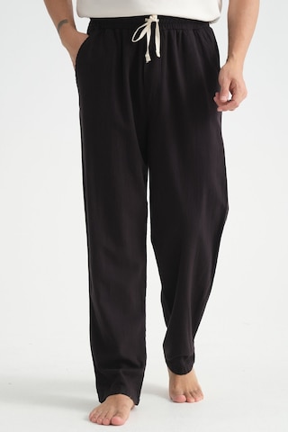 Redline Luxe Erkek Baggy Keten Karışımı Rahat Pantolon Bol Paça Yeni Sezon Siyah