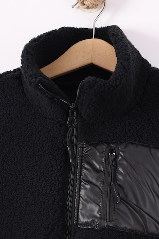 Monox Çocuk Lastik Manşetli Fermuarlı Unisex Kuzu Wellsoft Peluş Ceket Siyah