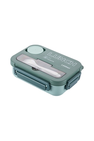 Xurunkeji Taşınabilir Izgara Bölmeli Öğle Yemeği Kutusu Öğrenci Ofisi Çatal Ve Kaşıklı Bento Kutusu Mikrodalga Gıda Saklama Kabı A Yeşil