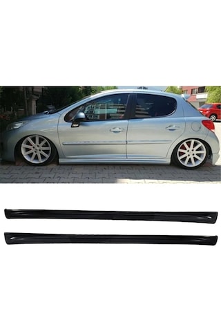 Peugeot 207 Yan Marşpiyel Seti Plastik 2 Adet Mat Siyah Karlık+ek+bodykit