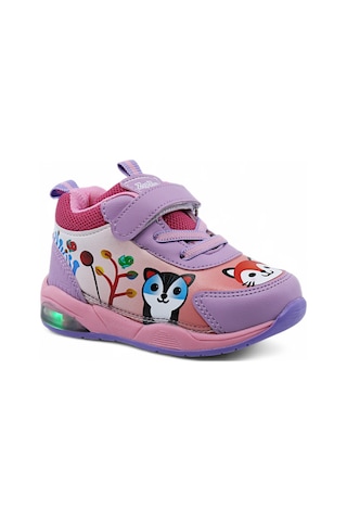 Khayt Zıpzıp Ortopedik Hafif Unisex Işıklı Çocuk Spor Ayakka Lila - Pembe