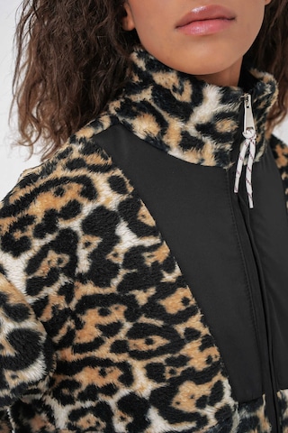 Bigdart Gabria Leopar Desen Fermuarlı Peluş Mont Siyah