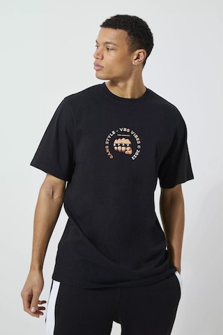 Gang Serıes Erkek Siyah Oversize Vibes Gang Baskılı T-shirt Siyah