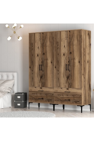 Variant Kumsal 4 Kapılı Tt Gardrop - Ceviz / Ceviz