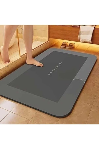 Trendooze Sunshine022 Gri Mavi 40x60cm Süper Emici Diatom Banyo Paspası Hızlı Kurur Gri Mavi