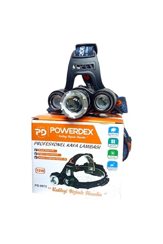 Powerdex Pd-9972 Profesyonel Şarjlı Kafa Lambası Avcı Balıkçı Mad Siyah