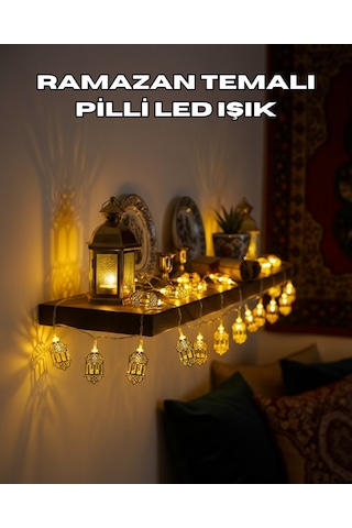 Muratech Pilli Altın Fenerli Ramazan Işıkları Dekoratif Led Zincir