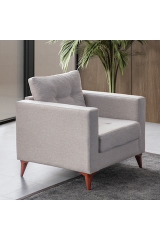 Eymense Kraft Krem Minderli Tekli Koltuk Berjer Krem