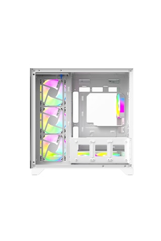 Strong Syrax 7x 120 Mm Fanlı Rgb Led Buton Kontrol Atx Akvaryum Beyaz Gaming Bilgisayar Kasası Powersız