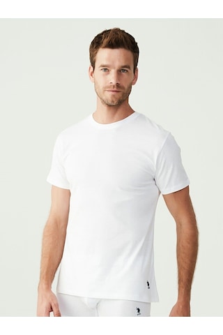 U.S. Polo Assn. U.s Polo Assn. 80196 Erkek 2 Li Yuvarlak Yaka Kısa Kol Atlet-beyaz Beyaz
