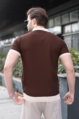 Madmext Kahverengi Polo Yaka Triko Erkek Tişört E7464 Kahverengi
