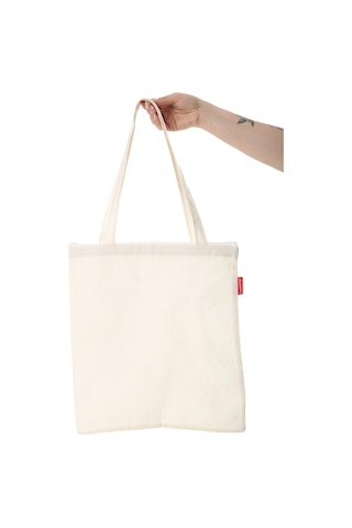 Estorebox Baghashtag Fermuarlı Baskısız Bez Çanta Krem