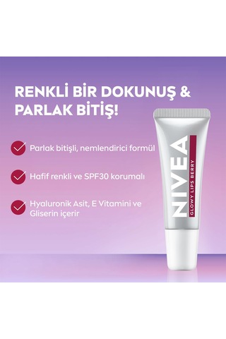 Spf30 Glowy Lips Berry Nemlendirici Dudak Parlatıcısı Ve Bakım Kremi 10 Ml,hyaluronik Asit E Vitamini,gliserin