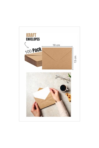 Hsn Davetiye Zarfı Kraft Zarf 100 Adet 13 X 18 CM Kahverengi Zarf