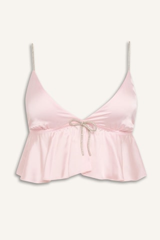 Defacto Regular Fıt Askılı Saten Pijama Üst G1175ax26sppn648 Pembe-pn648