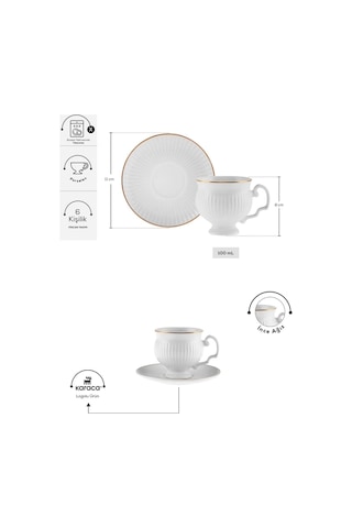 Karaca  Malta 6 Kişilik Kahve Fincan Takımı 100 ml