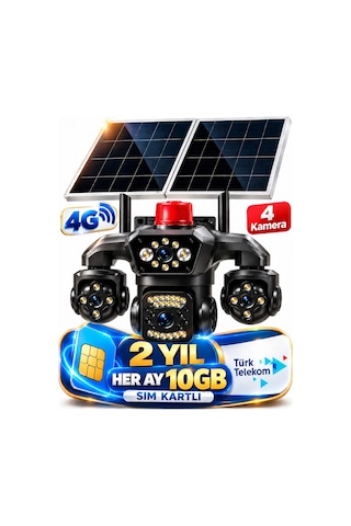 Hieasy 4k 80-gz 8mp 4g Solar Ptz 4 Kamera 2 Yıl Aylık 10gb Sım Kartlı Güvenlik Sistemi