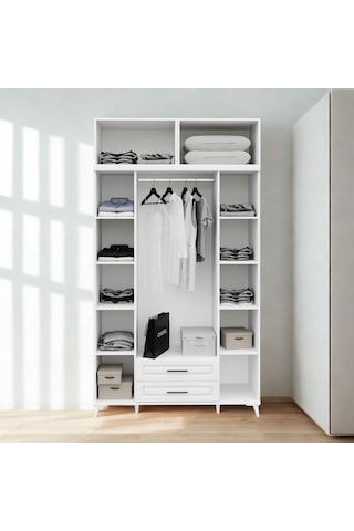 Handy 4 Kapaklı Yüklüklü Gardırop Mdf Gövde, Yavaş Kapanır Kapaklı, Modern Tasarım Beyaz