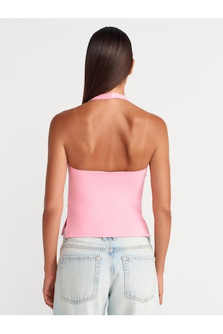Dilvin 31753 Halter Yaka Top-pembe Pembe