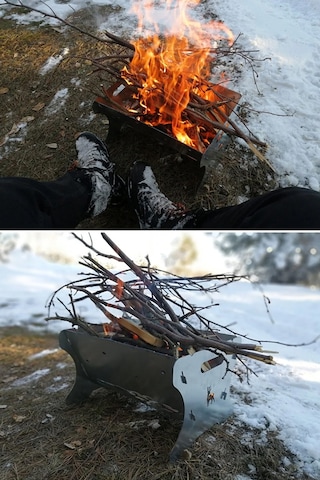 Katlanır Paslanmaz Mangal ve Ateş Çukuru 30x25cm - Çantalı