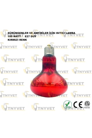 100 Watt Kızılötesi / Kırmızı Işık Isıtıcı Lambalar Sürüngenler,
