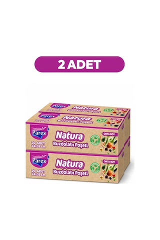 Natura Buzdolabı Poşeti Orta Boy 20'li 24 X 38 Cm Dörtlü Paket İki Paket