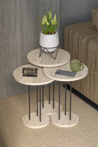 Zigon Sehpa Terra 3 Lü Set Traverten