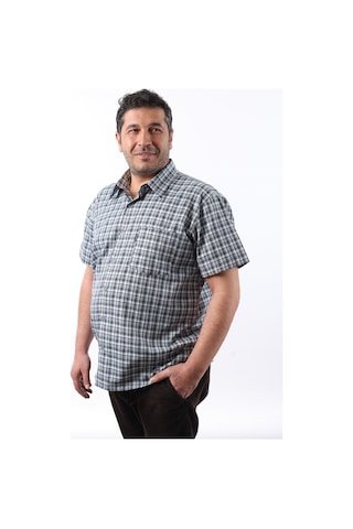 Tousus Kısa Kol Ekose Pamuklu Erkek Gömlek Kk-8071-tss Lacivert
