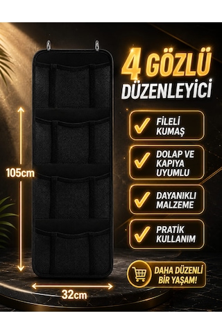 4 Cepli Çok Amaçlı Dolap Içi Düzenleyici Organizer Dolap Içi Düzenleyici Kapı Arkası Askılık Kapı Arkası Organizeri Banyo Düzenleyici Mutfak Siyah