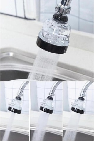 3 Fonksiyonlu Mutfak Lavabo Başlığı 360 Derece Döner Musluk Ucu Tasarruflu - 24242422975sa Siyah