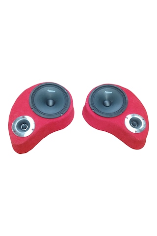 Lostgarage Polyesterli Boş Pandizot 16 Cm Hoparlör 10 Cm Tweeter Yuvalı Kırmızı Mdf 2 Adet Sağ Ve Sol