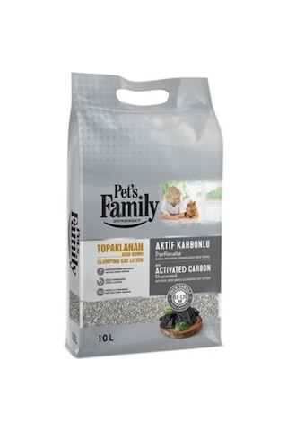 Pet's Family Aktif Karbonlu Parfümsüz Topaklanan Bentonit 10 Lt İnce Taneli Kedi Kumu